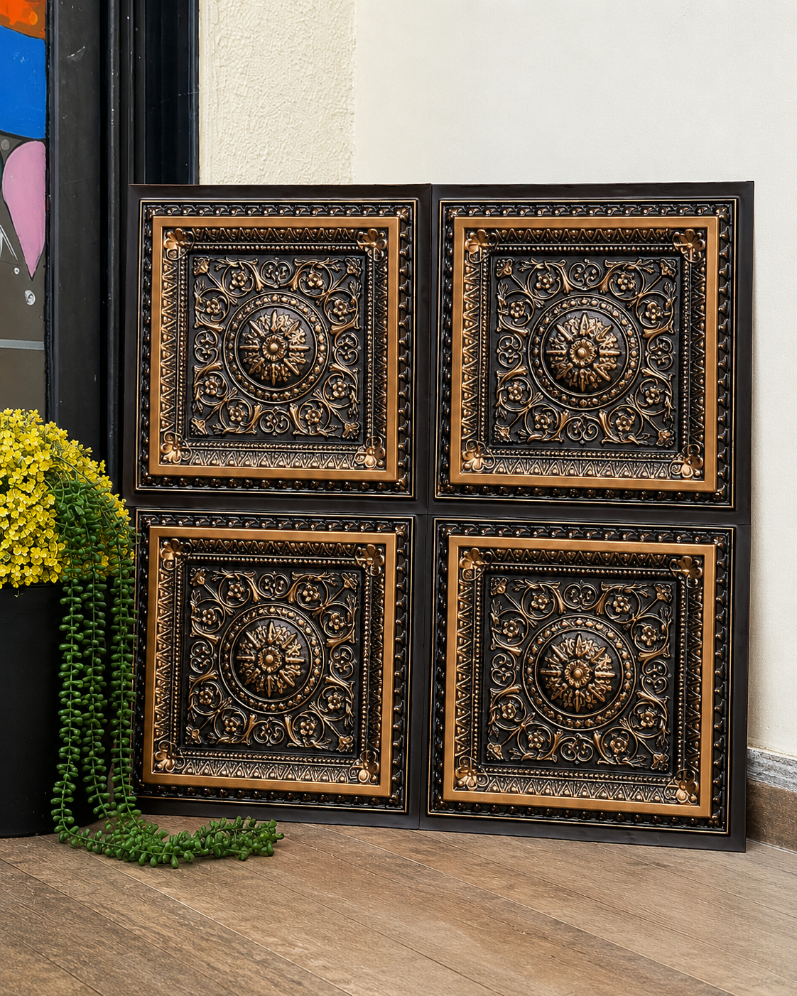 Premium Royal Black & Gold Ganpati Backdrop Panel 1x1